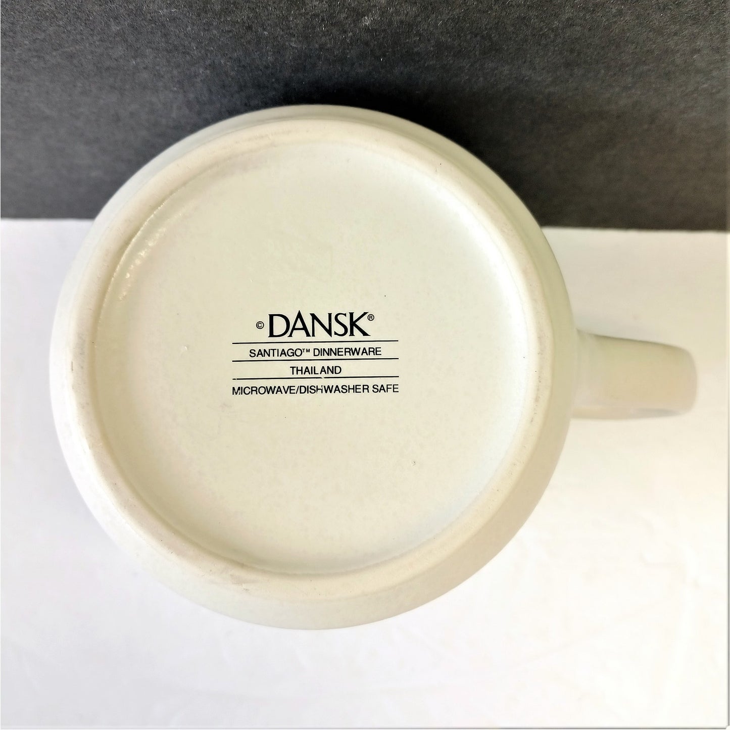 Dansk Santiago White 3"h Creamer tan trim Scandinavian 2002-2009 Dinnerware