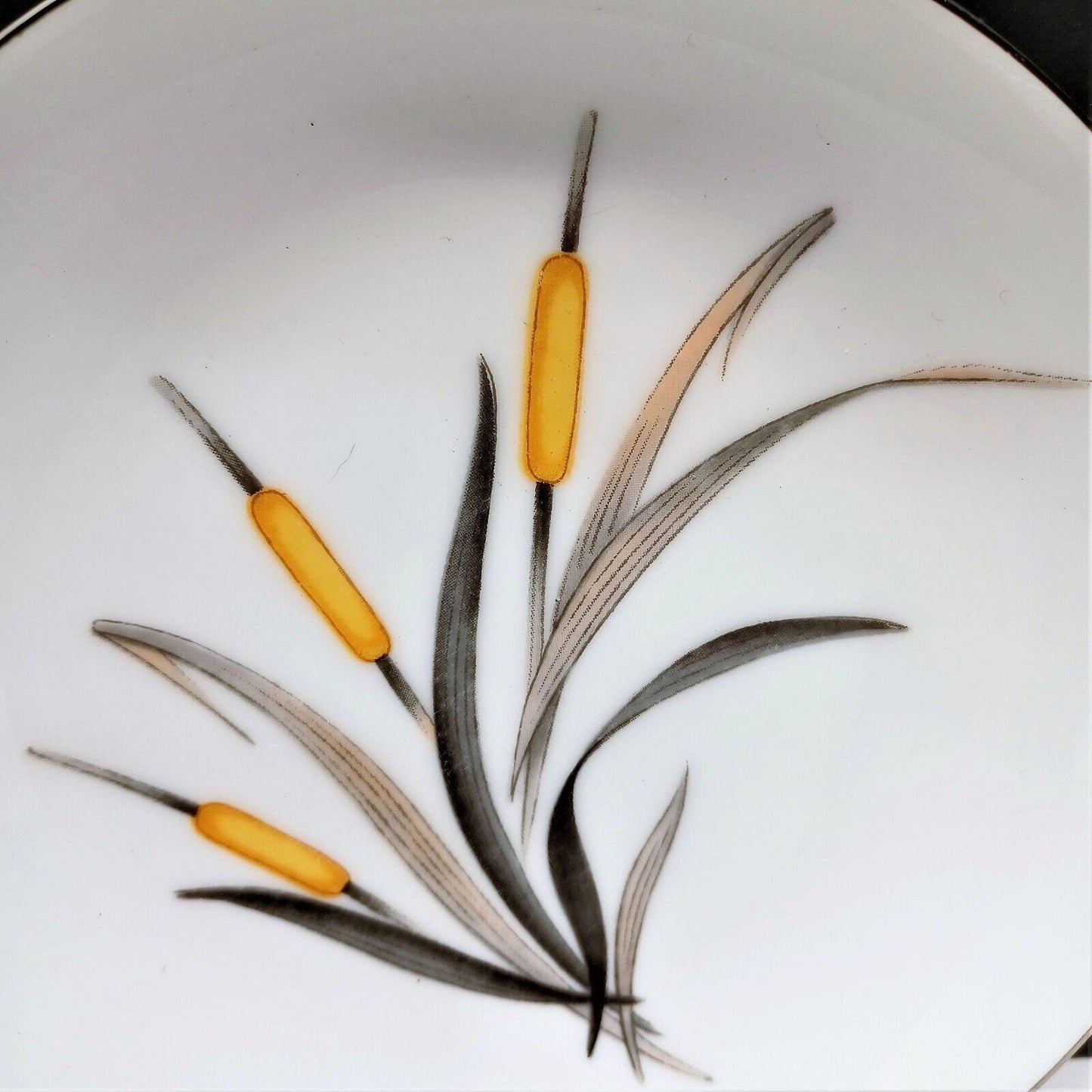Set/11 Sango Del Mar Fruit Berry Bowls 5.5" yellow cattails platinum trim MCM