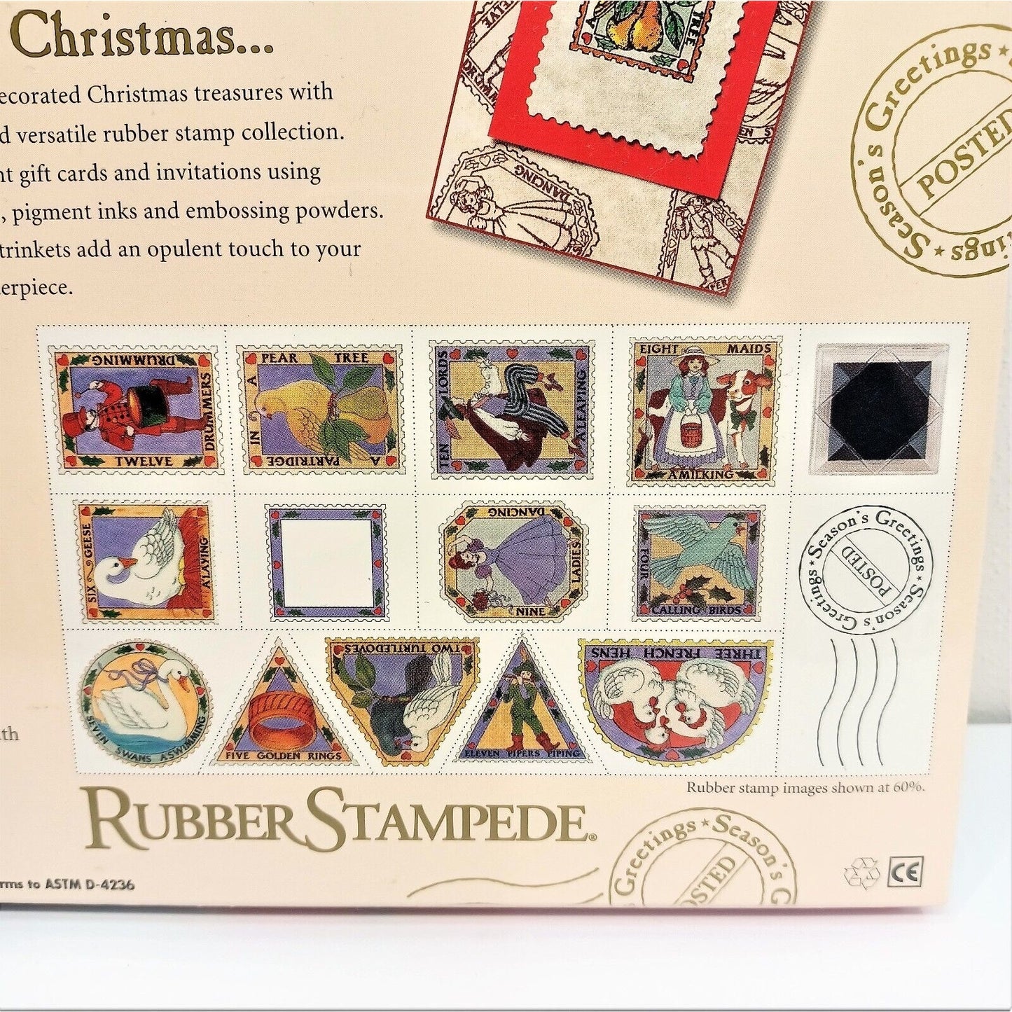 Rubber Stampede Twelve Days of Christmas Stamp Collection NOS *Sealed* 14 stamps