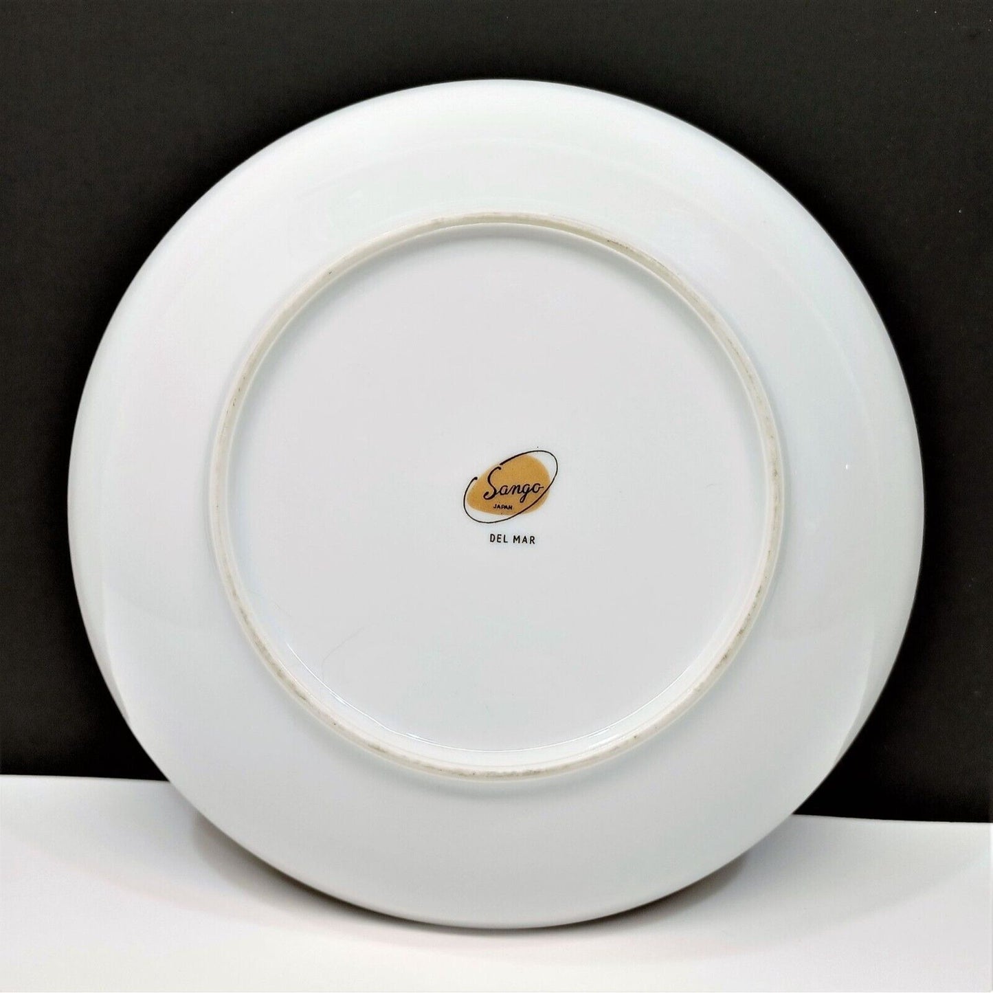 Set/9 Sango Del Mar Coupe Soup Bowls 7-5/8" yellow cattails platinum trim MCM