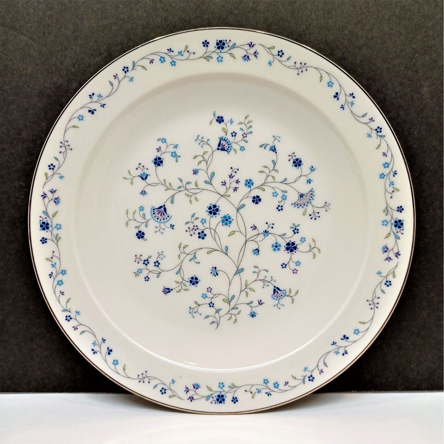 Set/7 Noritake China Serene Garden Salad Plates 8-1/4" platinum trim 1973-1982