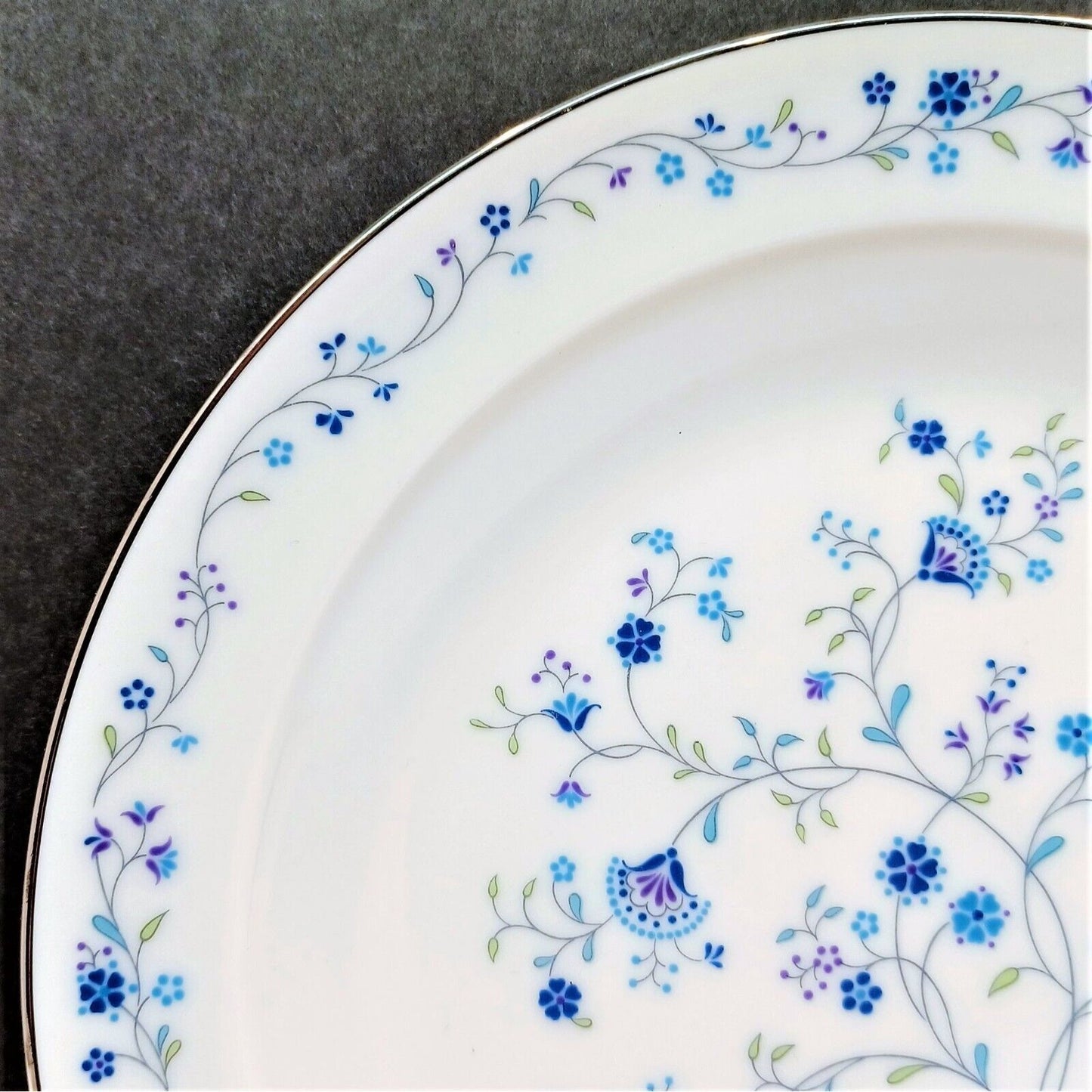 Set/7 Noritake China Serene Garden Salad Plates 8-1/4" platinum trim 1973-1982