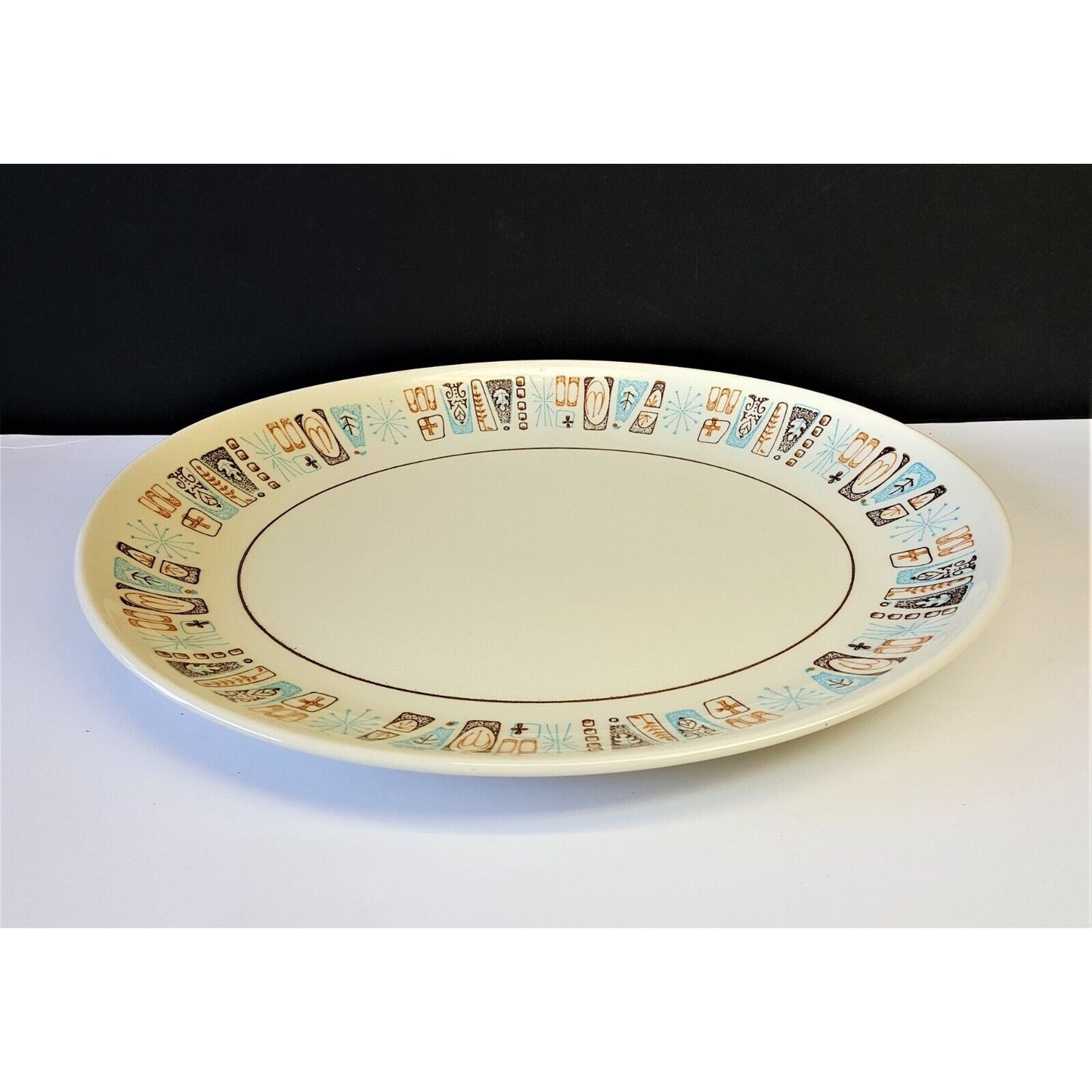 Taylor Smith & Taylor Oval Serving Platter Taylorstone Moderne 13.5" MCM VTG N4