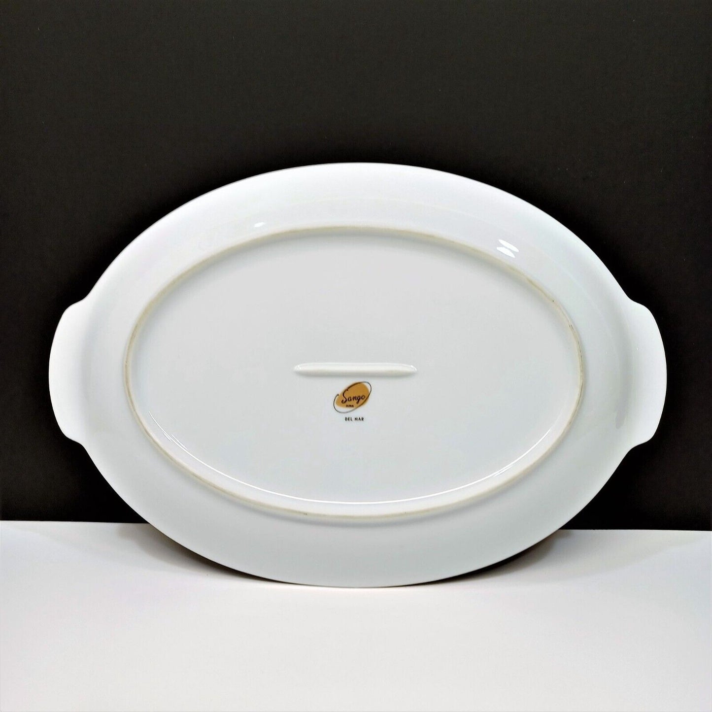 Sango Del Mar Small Oval Platter 12-3/8"x8.5" yellow cattails platinum trim MCM