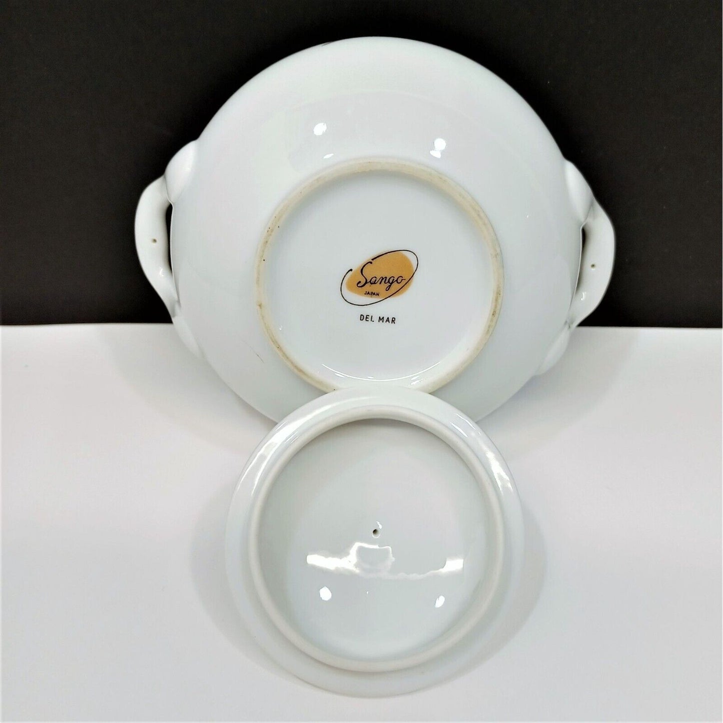 Sango Del Mar Sugar Bowl with Lid yellow cattails platinum trim MCM mid-century