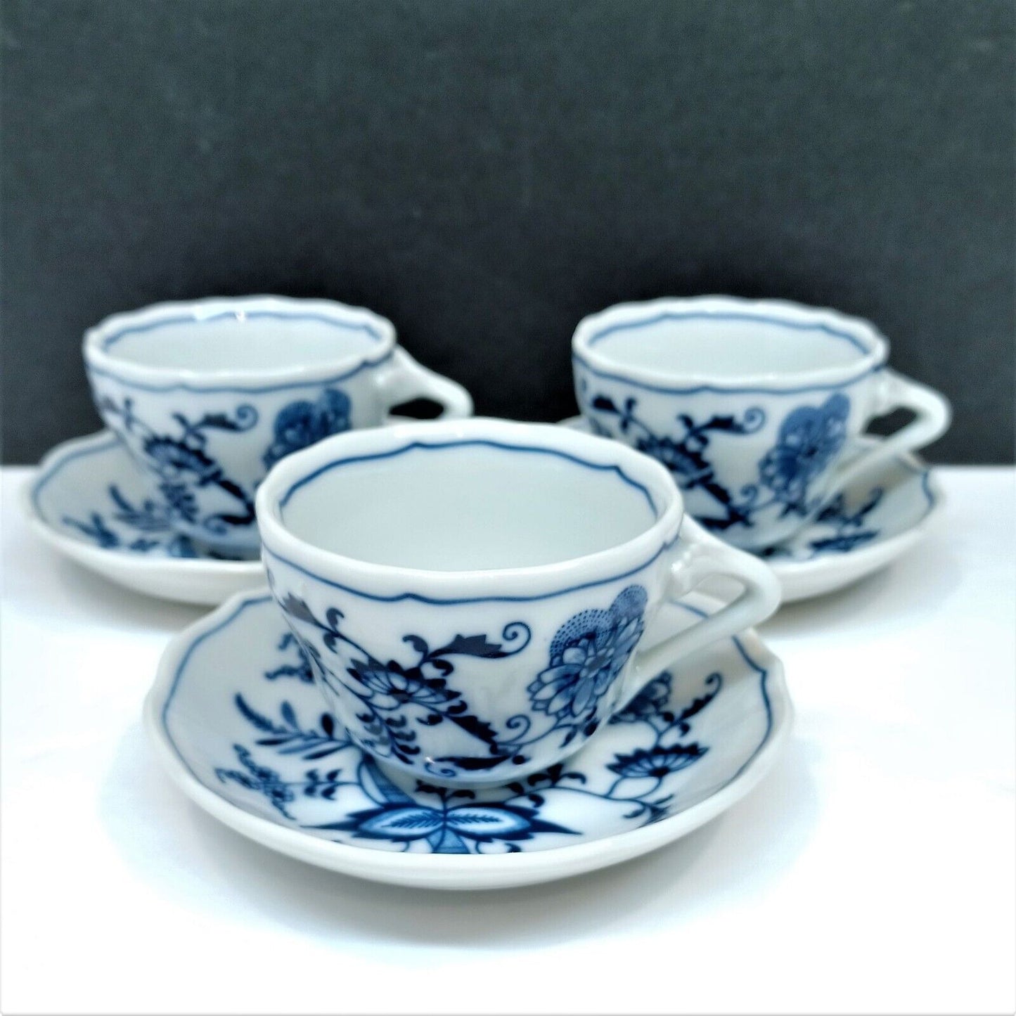 Set/3 Blue Danube Demitasse Coffee Cup Saucer Sets Lipper Int'l Japan G3