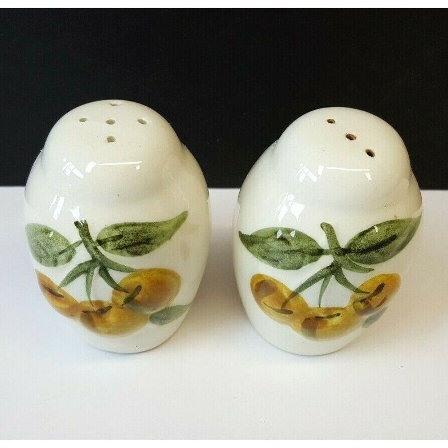 Pair, Stangl Sculptured Fruit Salt & Pepper Shakers Hand-Painted MCM 1966-1978