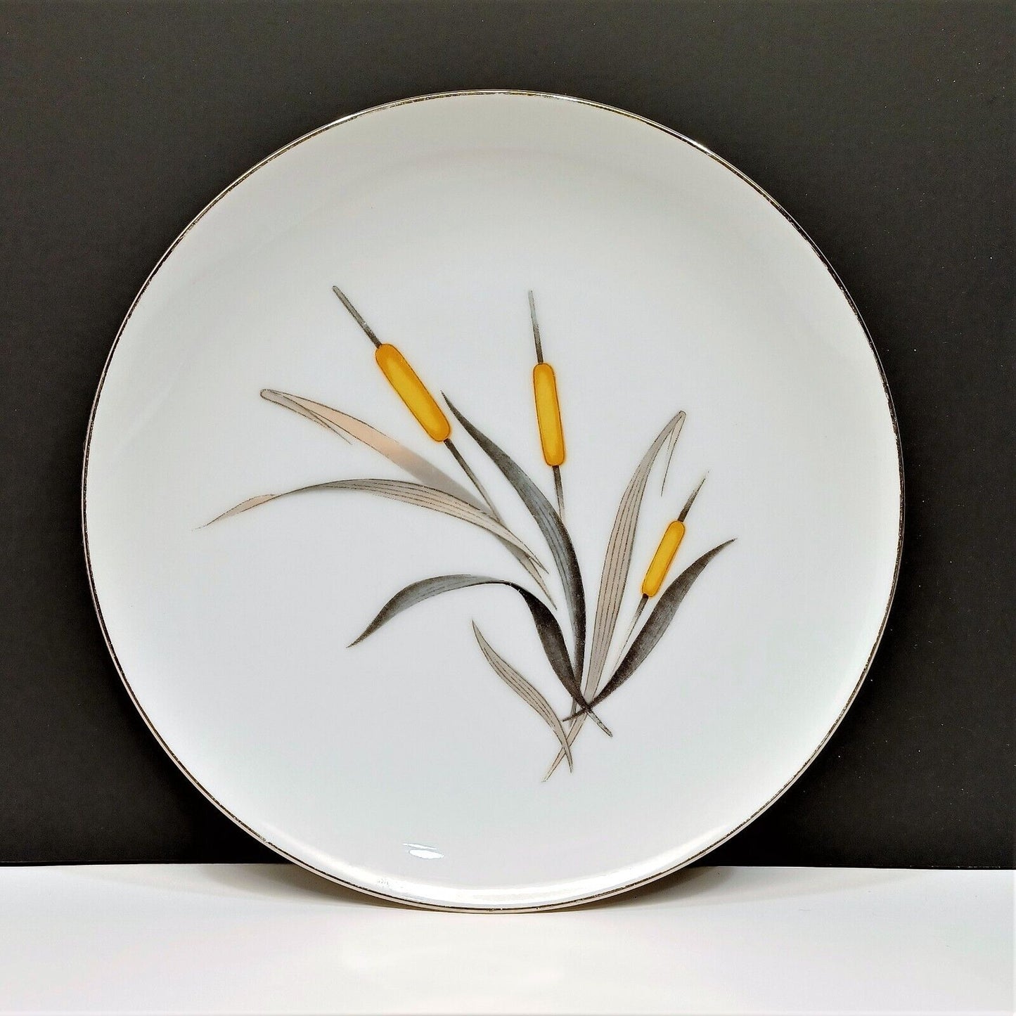Set/11 Sango Del Mar Salad Side Plate 7-5/8" yellow cattails platinum trim MCM