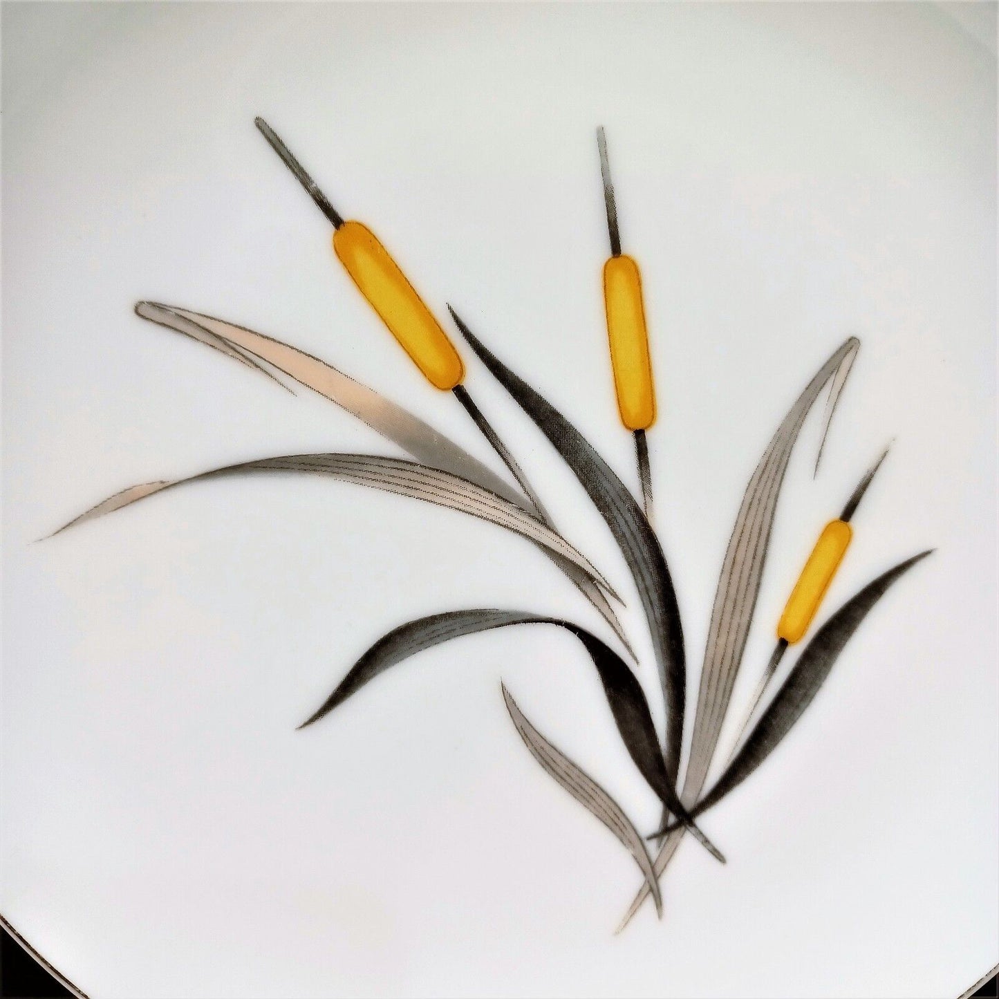 Set/11 Sango Del Mar Salad Side Plate 7-5/8" yellow cattails platinum trim MCM