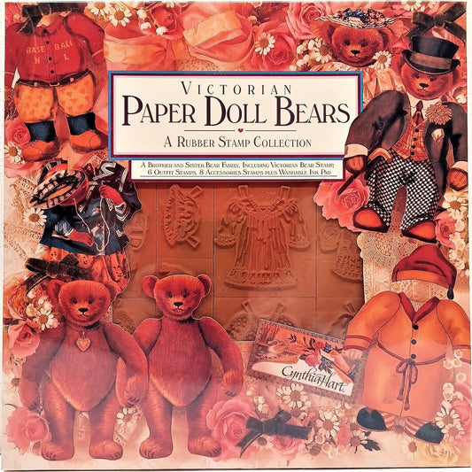 Victorian Paper Doll Bears Stamp Set Rubber Stampede NOS *Sealed* Cynthia Hart