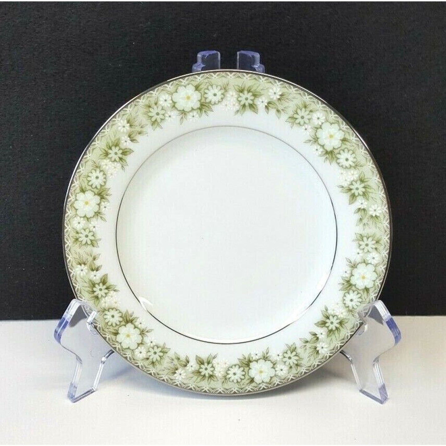 Set/13 Noritake Princeton 6911 6.25" Bread Plate Green Flower Border Japan