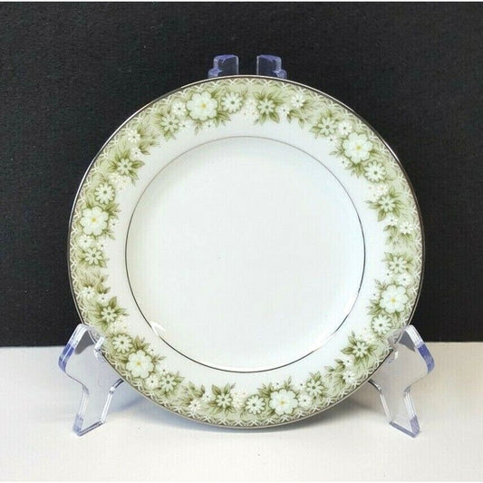 Set/13 Noritake Princeton 6911 6.25" Bread Plate Green Flower Border Japan