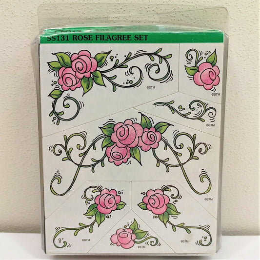 Stampendous Rose Filigree Set Foam Mounted 7 Rubber Stamps *Unused* 1996 vintage