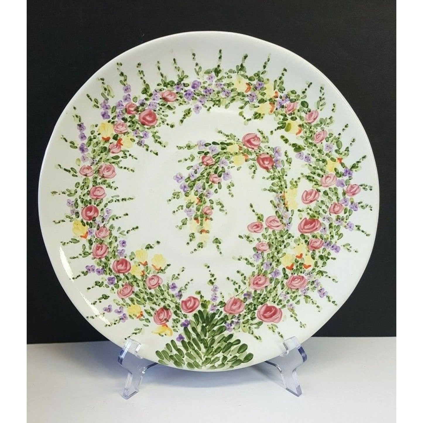 Set/2 Tabletops Unlimited Spring Garden 11¼" Dinner Plates hand-painted flowers