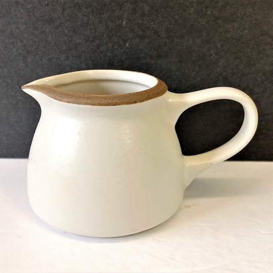 Dansk Santiago White 3"h Creamer tan trim Scandinavian 2002-2009 Dinnerware