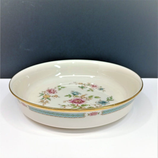 (1) Lenox China 7-1/2" Coupe Soup Bowl Morning Blossom flowers gold trim USA B4