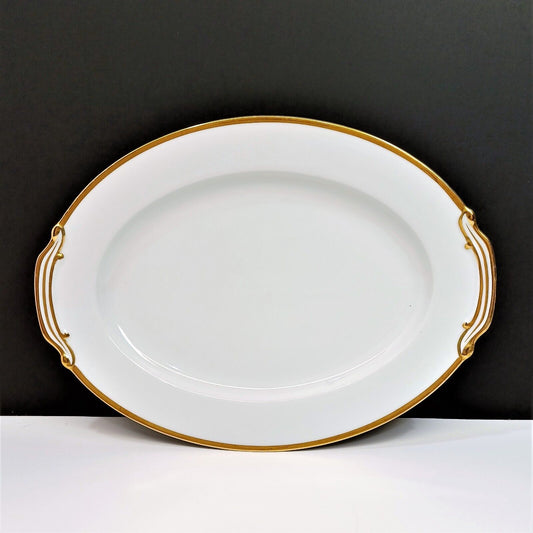 Noritake Patricia 11.75" Oval Serving Platter 1948-1952 White w/ Gold Trim 4982