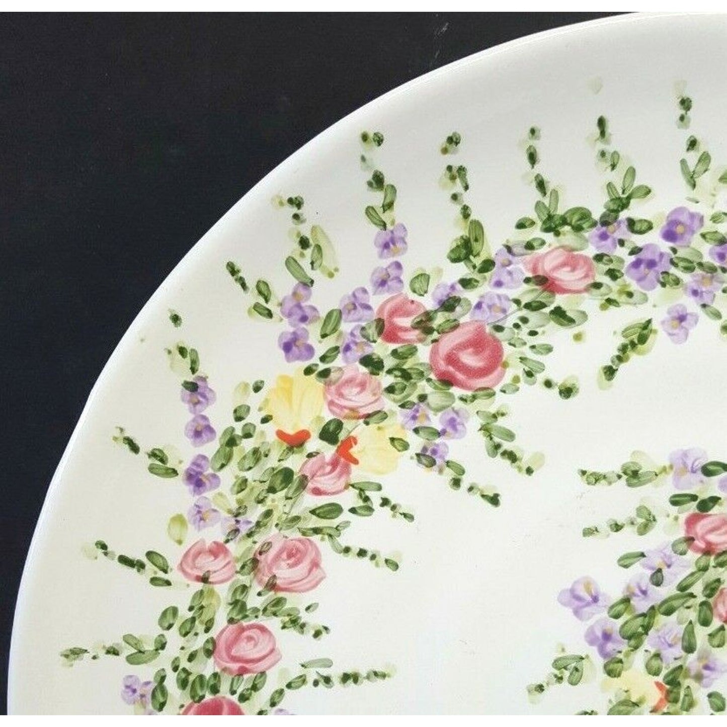 Set/2 Tabletops Unlimited Spring Garden 11¼" Dinner Plates hand-painted flowers