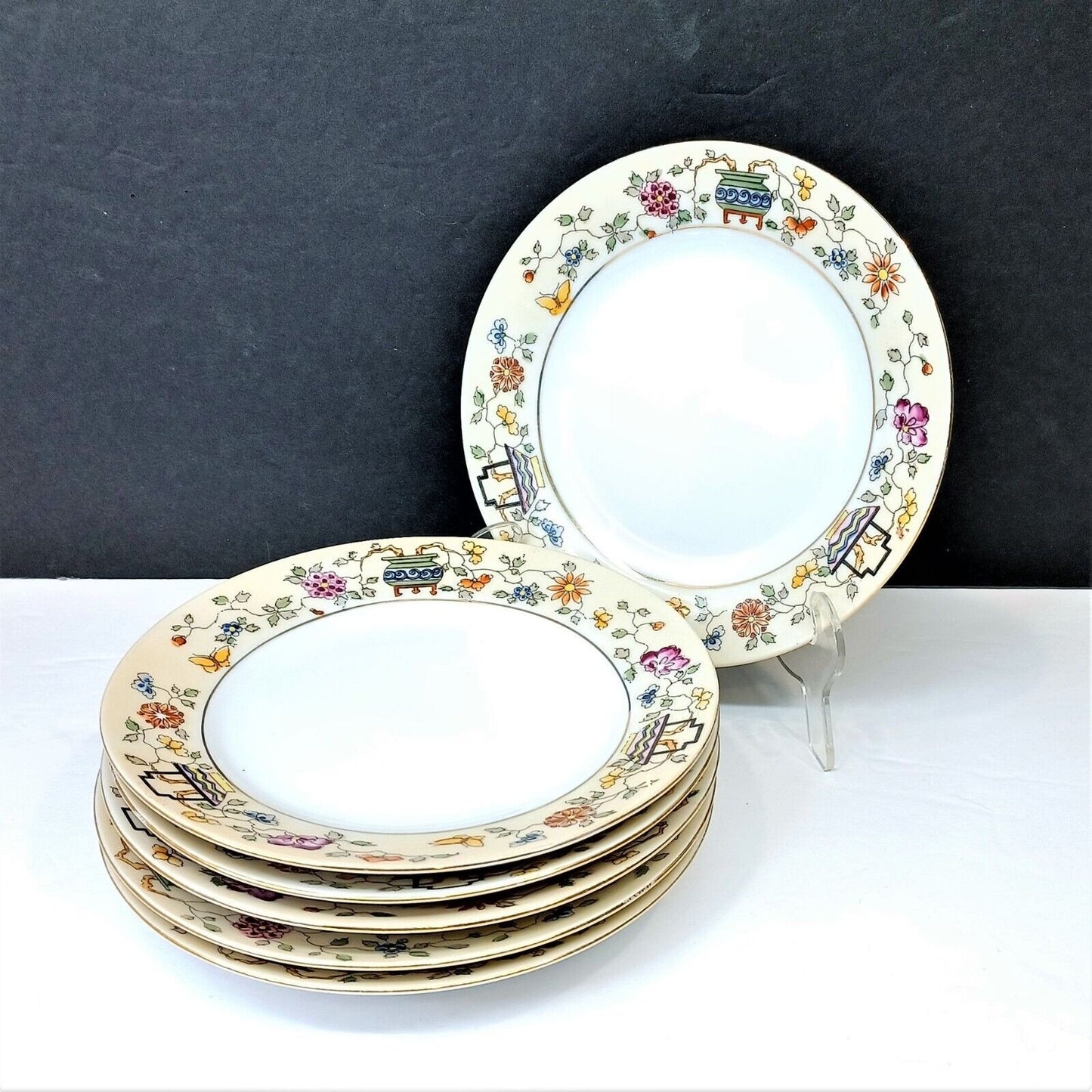 Set/6 Noritake Mandarin 6-3/8" Bread Plates Asian c1912-1921 Made in Japan C4