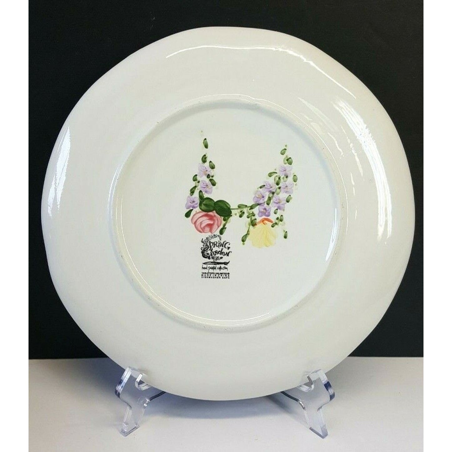 Set/2 Tabletops Unlimited Spring Garden 11¼" Dinner Plates hand-painted flowers