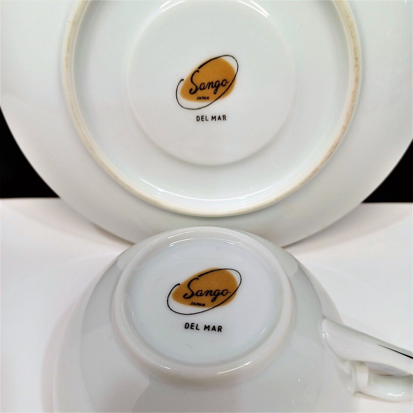 Lot/12 Sango Del Mar Cup & Saucer Sets yellow cattails platinum trim MCM