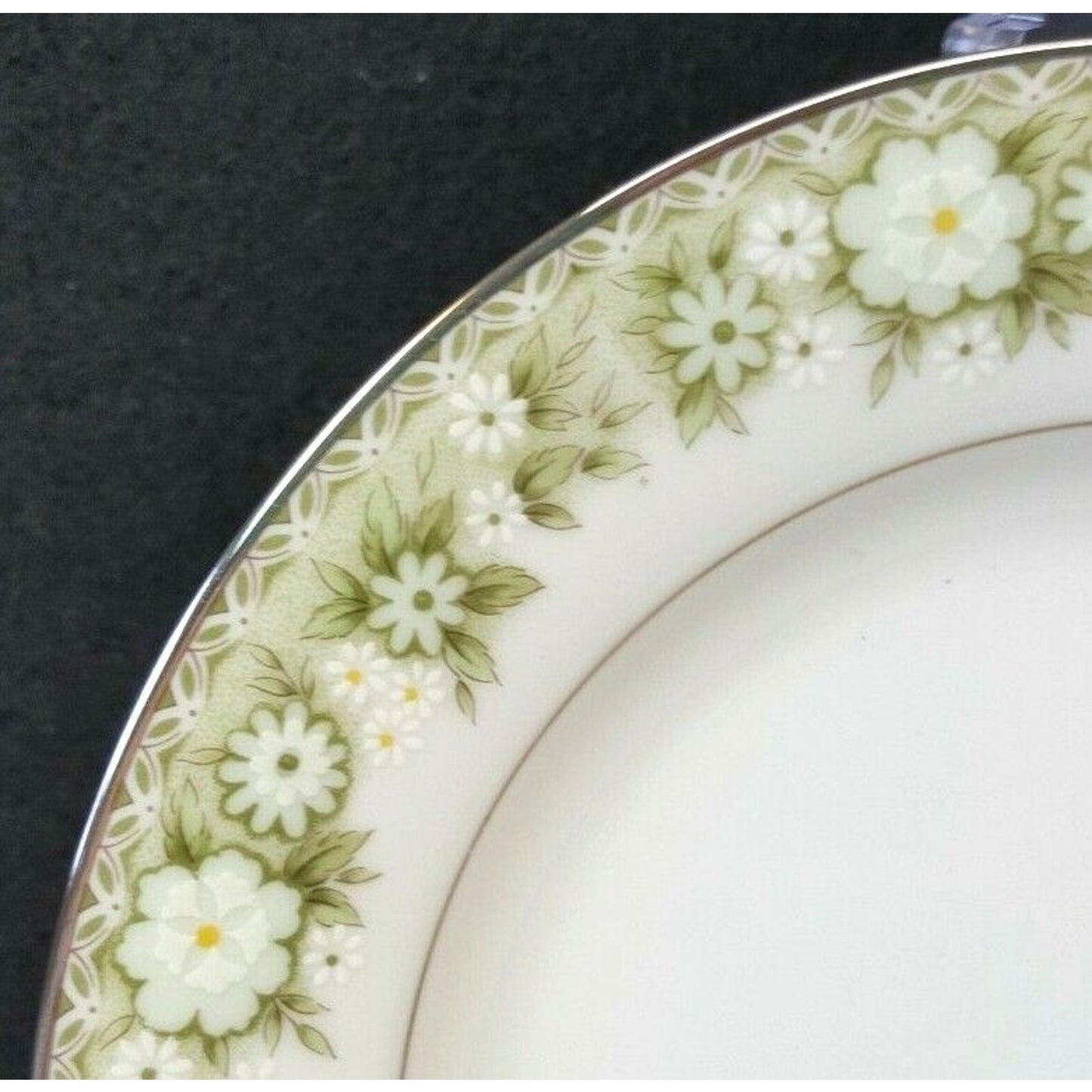 Set/13 Noritake Princeton 6911 6.25" Bread Plate Green Flower Border Japan