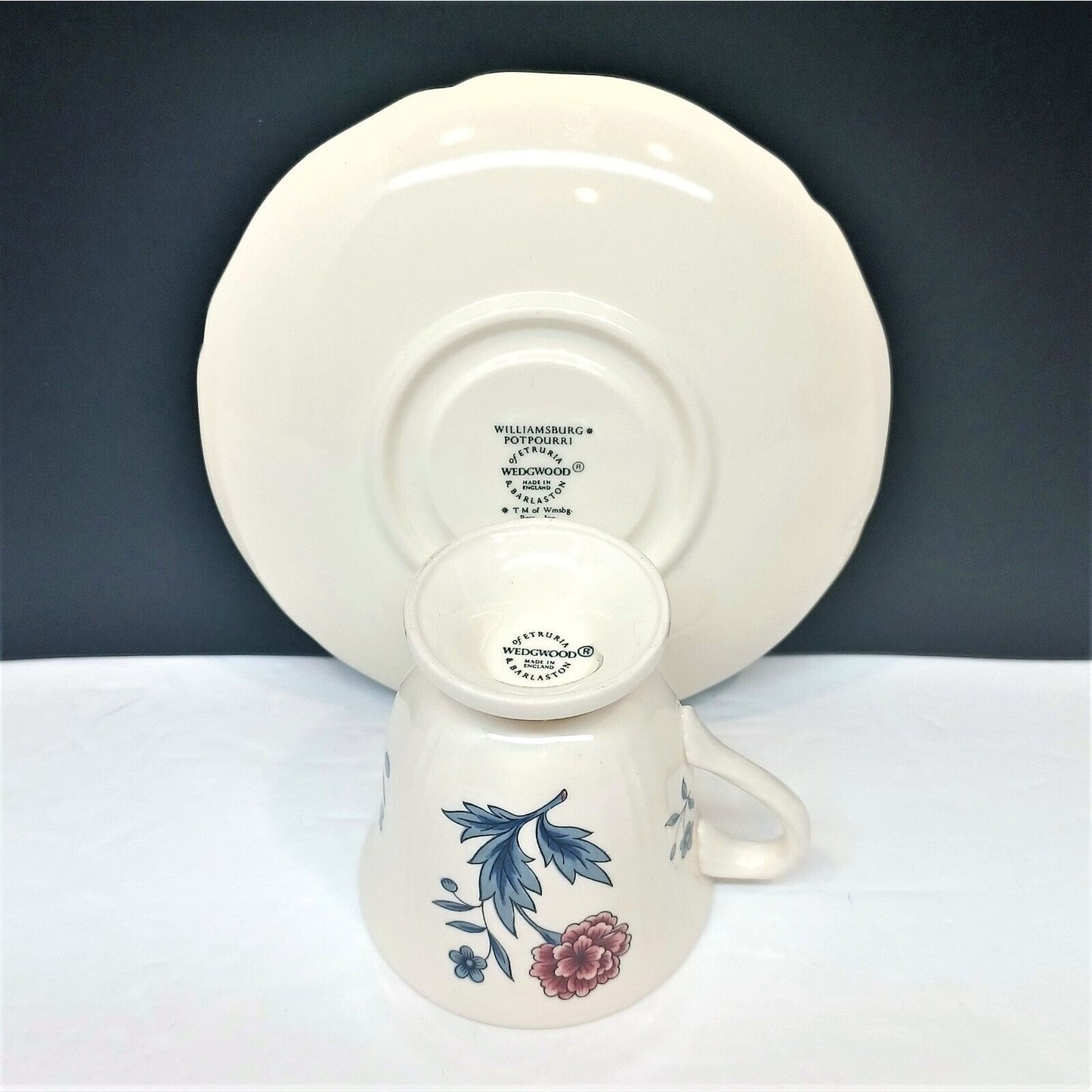 Wedgwood Demitasse (7) Cups (9) Saucers Williamsburg Potpourri 1956-1998