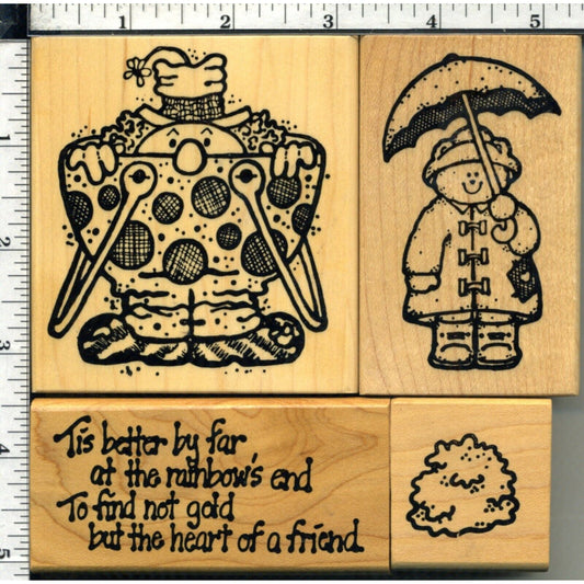 Lot/4 ALIAS SMITH & ROWE Bear / Clown / Bush / +1 Wood Mount Rubber Stamps 1993