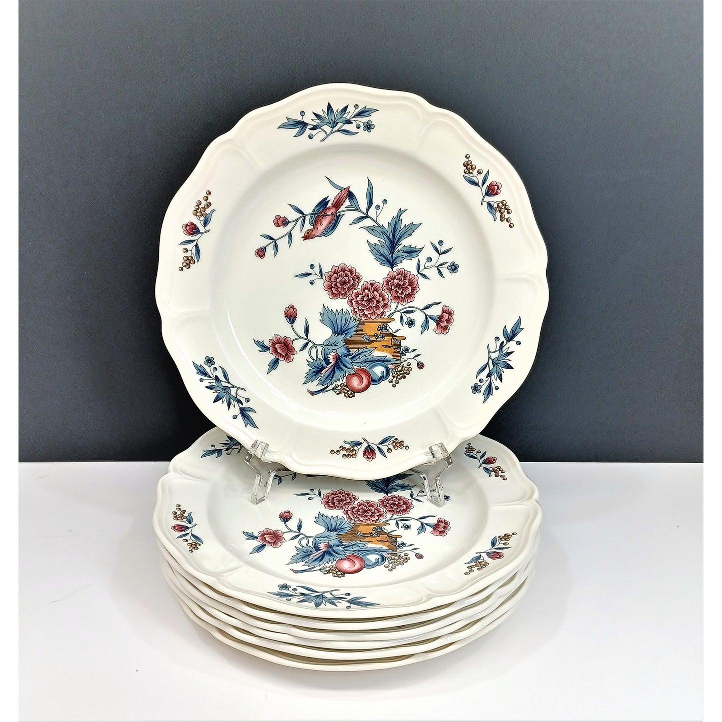 Set/7 Wedgwood Salad Plates Williamsburg Potpourri 8.25" England 1956-1998