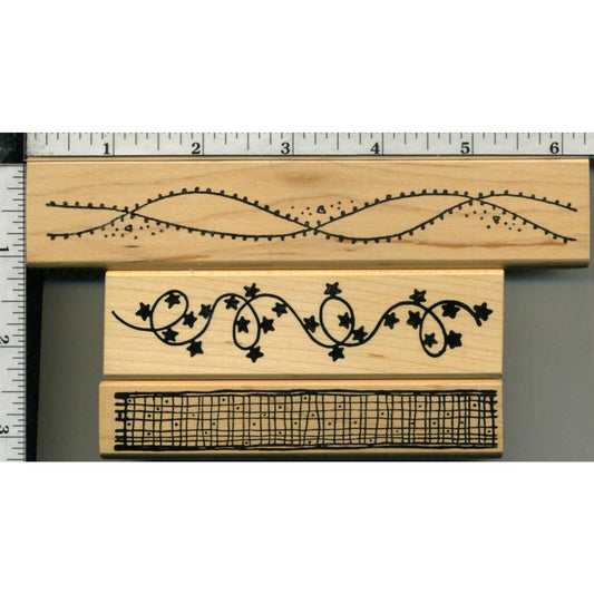 Lot/3 ALIAS SMITH & ROWE Borders - Wood Mount Rubber Stamps 1993