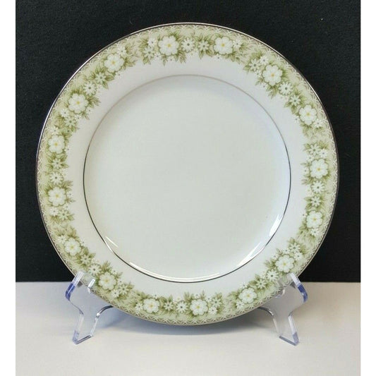 Set/13 Noritake Princeton 6911 8.25" Salad Plates Green Flower Border Japan