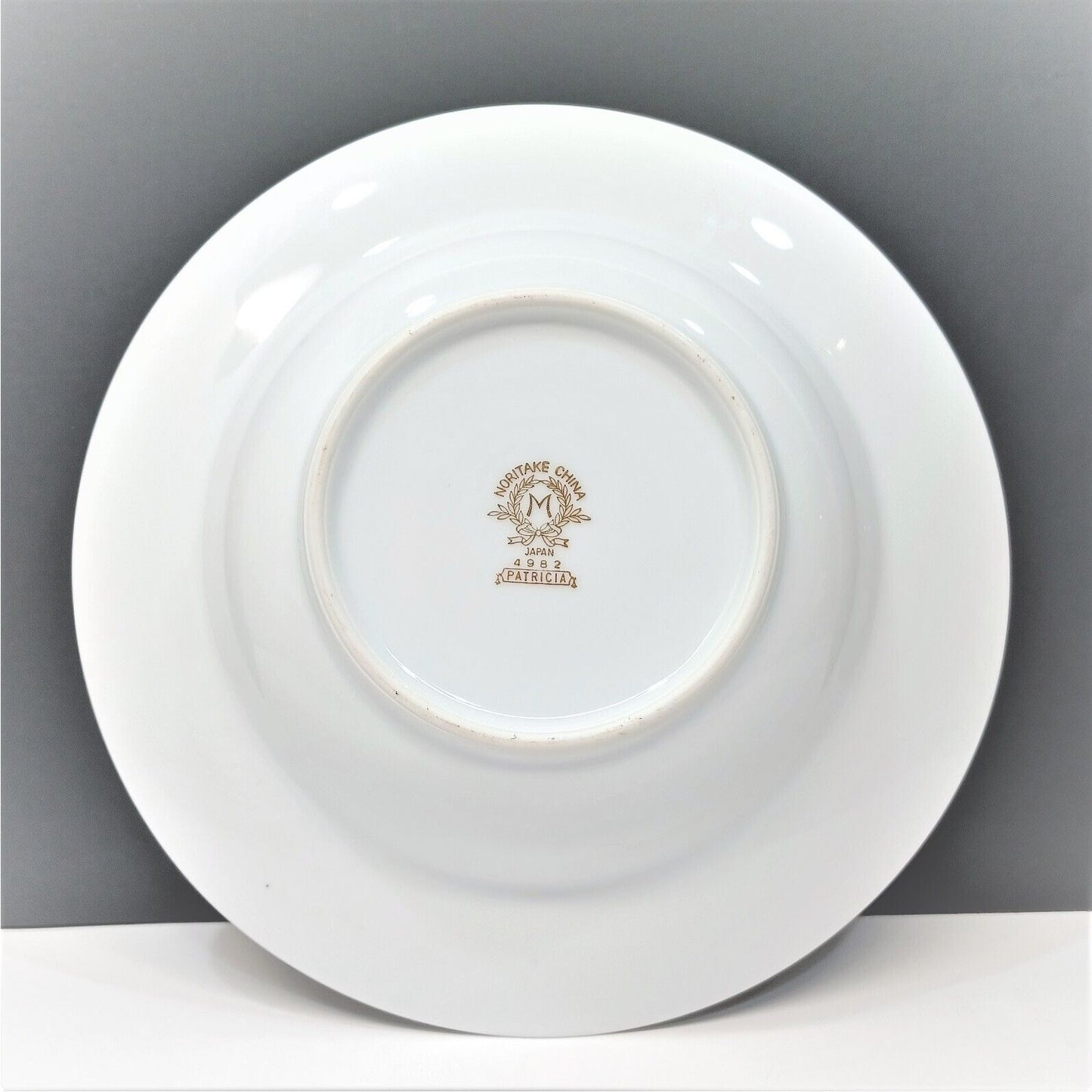 Set/11 Noritake Patricia 8" Rim Soup Bowls 1948-1952 White w/ Gold Trim 4982